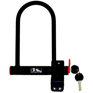 Фото Велосипедный замок M-WAVE, U-lock, на ключ, 105 х 255 мм, с защитным колпачком, черный,  5-234010
