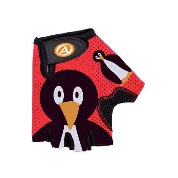 Велоперчатки подростковые AUTHOR Junior Ping, "Пингвины", красно-черные, 8-7130870