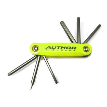 Мультитул велосипедный AUTHOR ToolBox 6, складные шестигранники, +/- отвертки, Сr-Va, желтый, 8-10000038