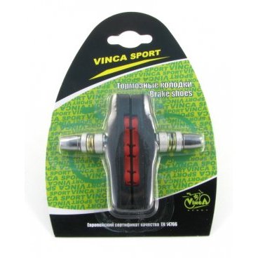 Тормозные колодки для велосипеда Vinca (пара) черные с красным VB 111-2 black/red (72мм)