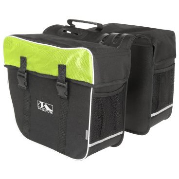 Фото Велосипедная сумка  "штаны" M-WAVE, на багажник "2в1", V=30л, черно-зеленая, 5-122805