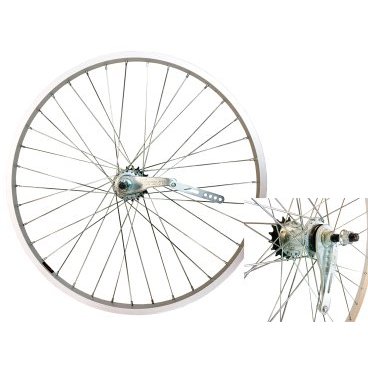 Колесо велосипедное VELOOLIMP 24", заднее, алюминиевый одинарный обод, тормозная втулка, серое, ZVK00010