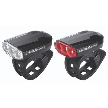 Комплект фонарей BBB SparkCombo, белый+красный, светодиодные, 4 режима, подзарядка через USB, BLS-48