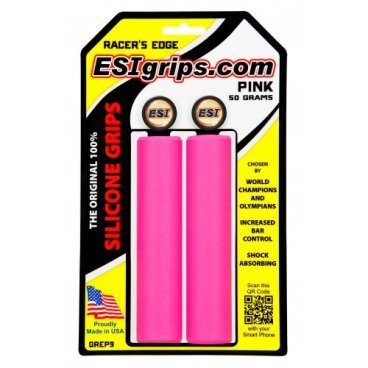 Грипсы велосипедные ESI Racer's Edge, 130 мм, силикон, розовый, GREP9
