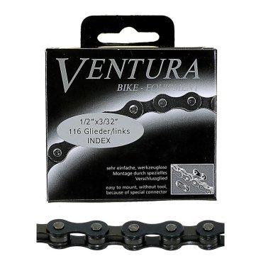 Велосипедная цепь VENTURA  1/2"x3/32" 116 звеней, для  5-7скоростей, черно-коричневая, 5-302165