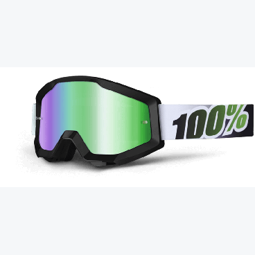 Очки велосипедные 100% Strata Black Lime / Mirror Green Lens, 50410-027-02