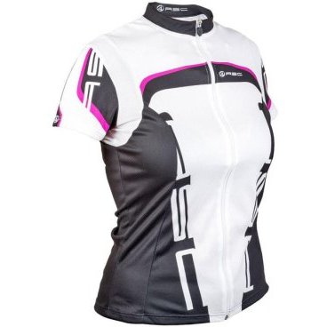 Фото Велофутболка женская AUTHOR Lady Sport 15A, бело-черно-розовая с молнией, 8-7063011