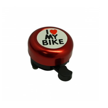 Звонок велосипедный TBS "I LOVE MY BIKE" красный, сталь/пластик, BELL-03D