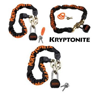 Велосипедный замок Kryptonite Chains MESSENGER CHAIN & MOLY, цепь, навесной замок, на ключ, черный, 720018001669