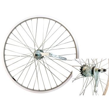 Фото Колесо велосипедное 18" заднее, обод одинарный алюминий, серебристый, втулка тормозная, ZXX18853