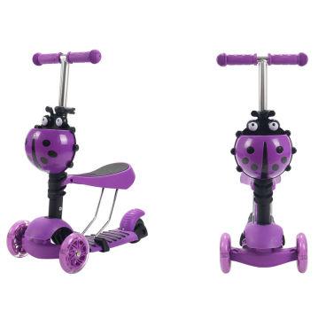Самокат TRIX CORUS, детский, трехколесный, светящиеся колеса, фиолетовый, 2019, 3 в 1