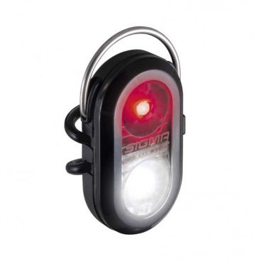 Фонарик безопасности SIGMA SPORT MICRO DUO чёрный: красный и белый LED, заметность с 50м, 2019, 17250