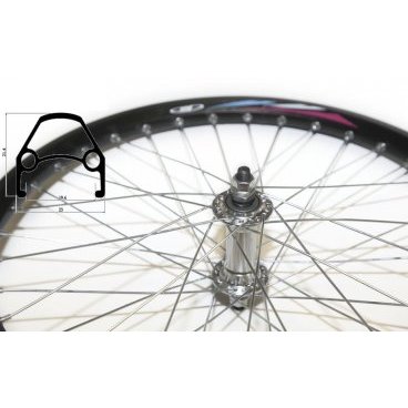 Колесо велосипедное TRIX 20", ВМХ, переднее, двойной обод, 48 спиц, GJ-AL-032 black/об.лента