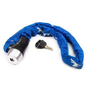 Фото Велосипедный замок TRIX, цепь, на ключ, тканевая-оболочка, 6×1200, голубой, GK105.308