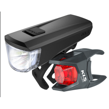 Фото Комплект освещения KELLY'S KLS NOBLE: передняя фара REVOLT / задний фонарик 1,2лм, 2 х LED, 3 режима, 74108