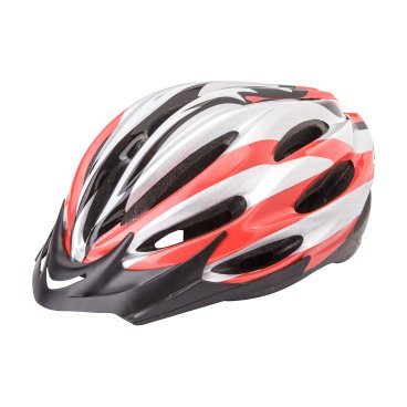 Шлем велосипедный Stels HW-1, серо-черно-бело-красный, LU088850