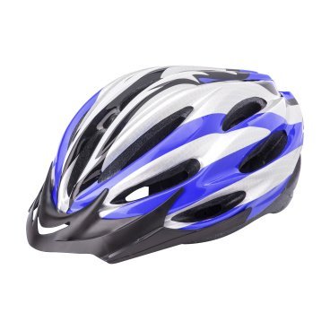 Шлем велосипедный Stels HW-1, серо-черно-бело-синий, LU088851