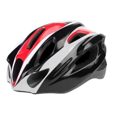 Шлем велосипедный Stels MV-16, черно-бело-красный, KU114554