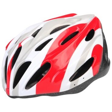Шлем велосипедный Stels MV-20, белый / красный / серый, LU088824