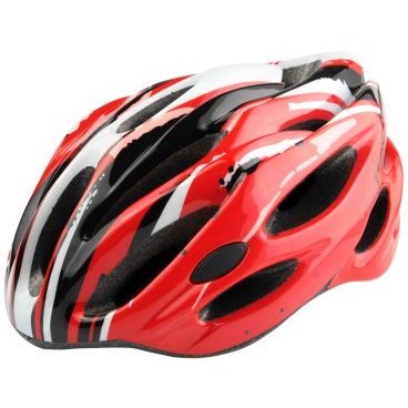 Шлем велосипедный Stels MV-26, красно-бело-черный, KU114555