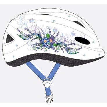 Фото Шлем велосипедный Vinca sport VSH 7, детский, с регулировкой, белый, рисунок - "лаванда", индивидуальная упаковка