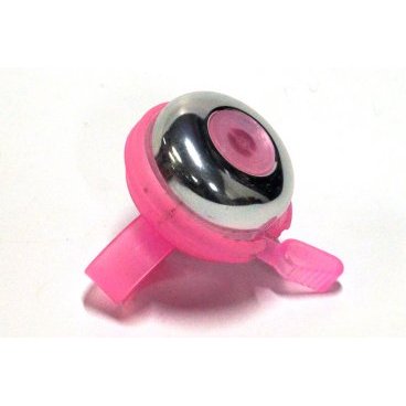 Фото Звонок велосипедный JOY KIE 33AD-03, алюминий/пластик, диаметр 45мм, розовый, 33AD-03 pink