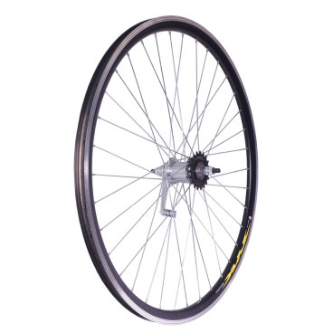 Колесо велосипедное TBS, 26", заднее, втулка тормозная, обод двойной, алюминий, без пистонирования, чёрный, ZVO20169