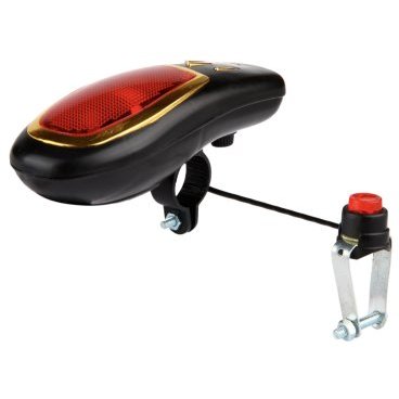 Фото Звонок велосипедный JING YI JY-2000B, электронный, светозвуковой, с выносной кнопкой, черный/красный, FWD-JY-2000B