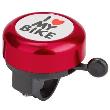 Звонок велосипедный STELS 45AE-01 "I love my bike", алюминий/пластик, чёрно-красный, 210138