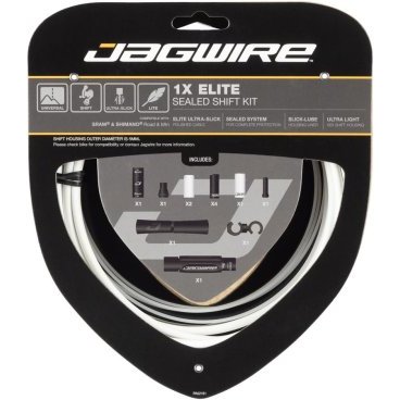 Велосипедный набор рубашек и тросиков переключения JAGWIRE Elite Sealed Shift Kit 1X, белый SCK021