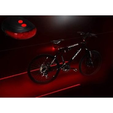 Фонарь велосипедный STELS, задний, 5 светодиода, 2 лазера,  4 функции, пластик, JY-1L
