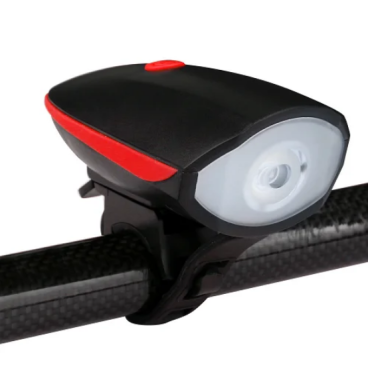Фара велосипедная, передняя, с электронным звонком, 1 светодиод, USB-зарядка, 7588