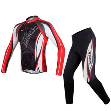 Фото Велокостюм Santic, длинный рукав, велорейтузы, размер L, черно-бело-красный, WMCT023L