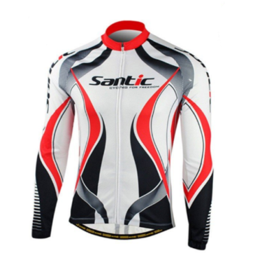 Велокостюм Santic KUWATA, длинный рукав, велорейтузы, размер L, бело-красно-черный, MCT024RL