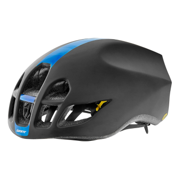 Фото Шлем велосипедный Giant PURSUIT, с технологией MIPS, матовый черный/синий с узором, 800002125
