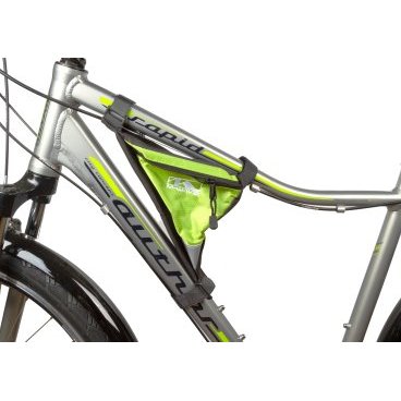 Фото Подсумок велосипедный M-WAVE подрамный треугольный плечевой упор (100) черно-зеленый 5-122545