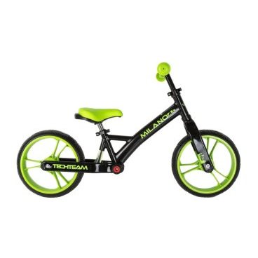 Фото Беговел TechTeam Milano 4, детский, колеса EVA, 12", 2021, зеленый, TT002009
