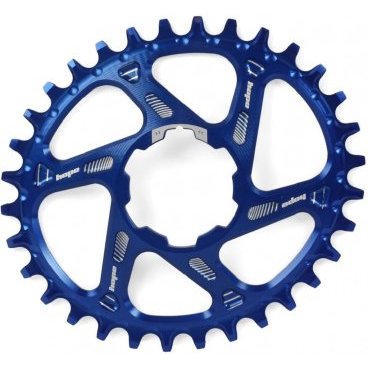 Фото Звезда велосипедная HOPE, для системы с прямым монтажом, овал 12%, 34 Т, узкий/широкий, офсет 3 мм, синий, RR34BHCSPOVB