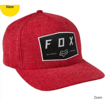 Фото Бейсболка велосипедная Fox Badge Flexfit Hat, красный, 28505-555-L/XL