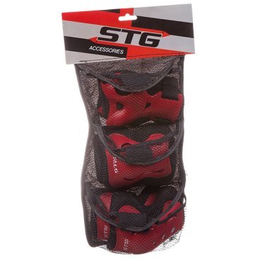 Защита велосипедная STG, комплект, для колен и локтей, детская, красный