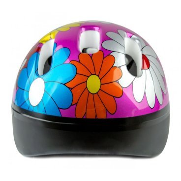 Шлем велосипедный STELS MV6-2, детский, out-mold, бело-красно-желтые цветы