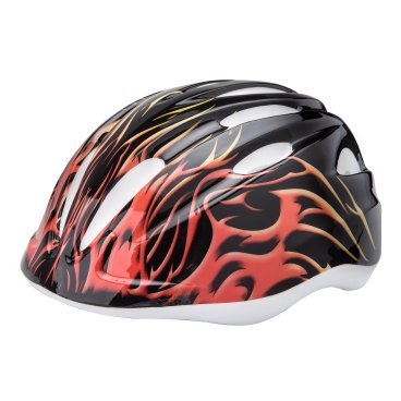 Шлем велосипедный Stels HB6-3_a, детский, out-mold, черный "пламя"