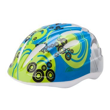 Шлем велосипедный Stels HB6-3_d, детский, out-mold, серо-сине-салатовый
