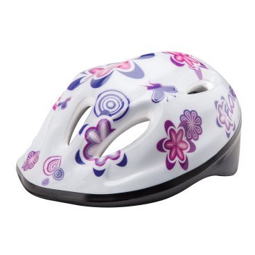 Шлем велосипедный Stels MV5-2, детский, out-mold, белый с цветами