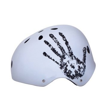 Шлем велосипедный Stels MTV-12, подростковый, бело-черный "ладонь", 600282