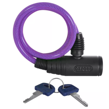 Замок велосипедный Oxford Cable Lock, троссовый, на ключ, фиолетовый, OF03