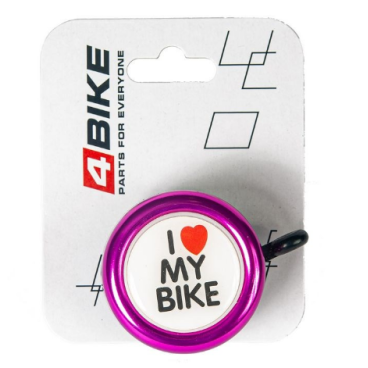 Фото Велозвонок 4BIKE BB3202-Pin, алюминий, пластик, D-54 мм, розовый, ARV100036
