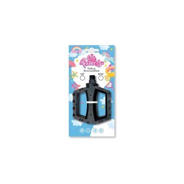 Фото Педали детские TRIX Little Princess, пластиковые, 100x80мм, резьба 1/2", с шипами, черные