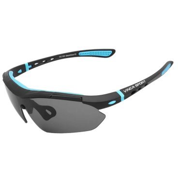 Очки велосипедные Vinca Sport, матово-черная с голубым оправа с серыми линзами, VG 100 black/blue
