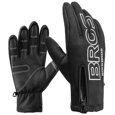 Фото Велоперчатки ROCKBROS Guider, длинные пальцы, флисовые, черный, RB_S091-4BK-L